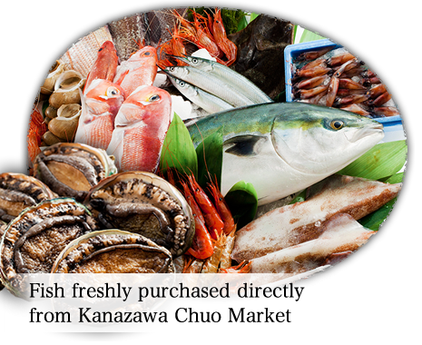 Fish freshly purchased directly from Kanazawa Chuo Market
